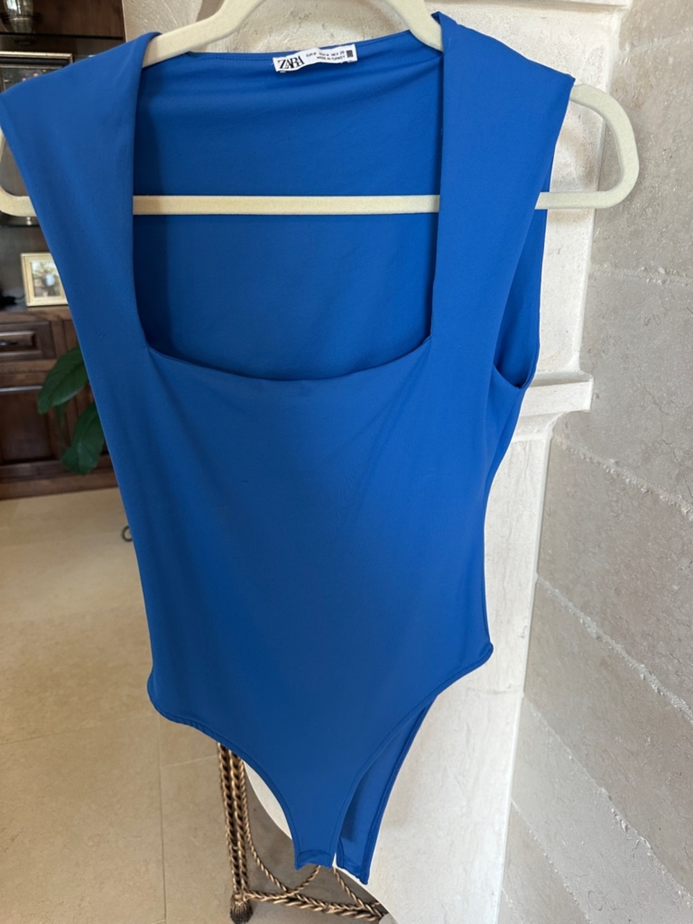 Zara Cobalt Blue Square Neck Bodysuit
